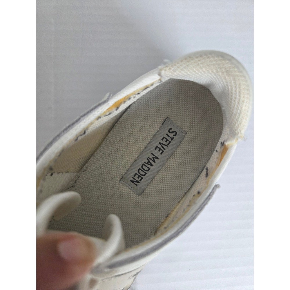 Steve Madden Campo Platform Sneakers Off White Cream Leather Low Top CAMP08S1 7M - Picture 4 of 9